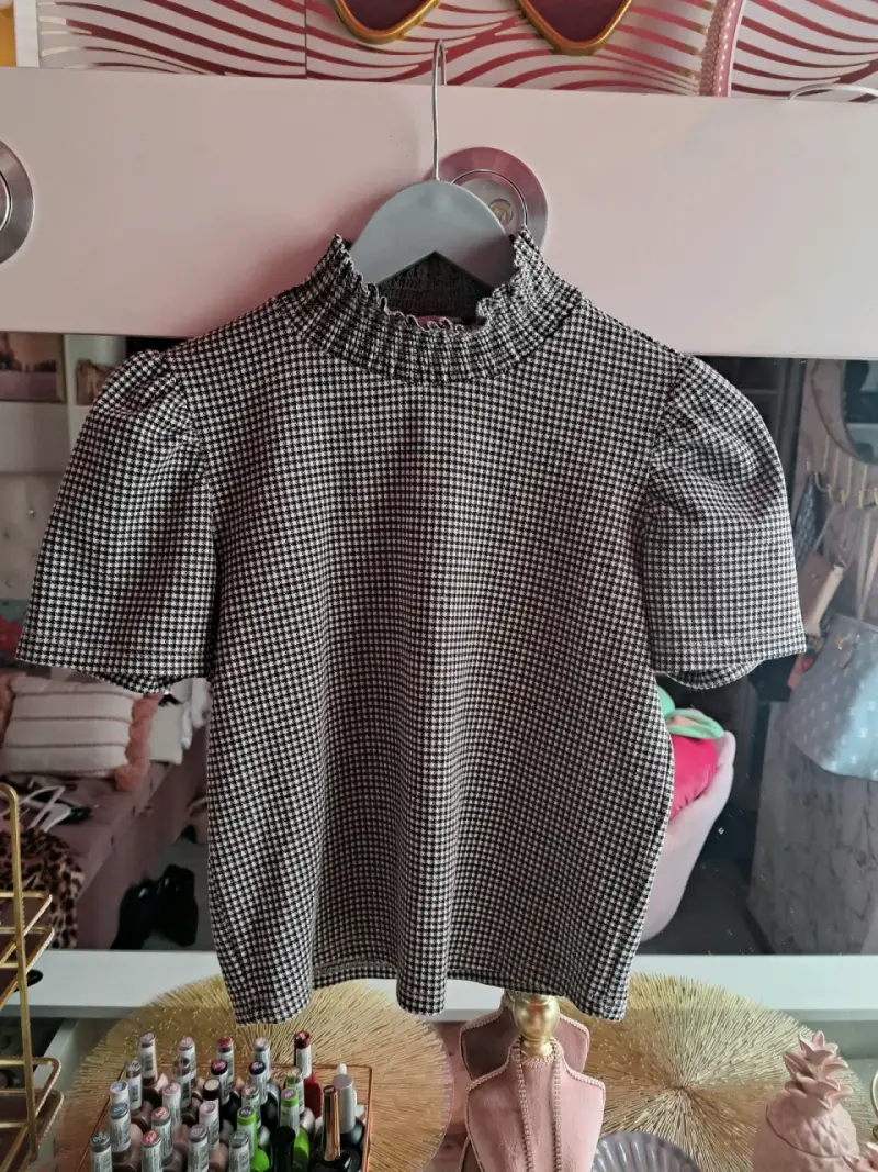 Blusa Zara cuadros blanco y negro talla s/m - 1
