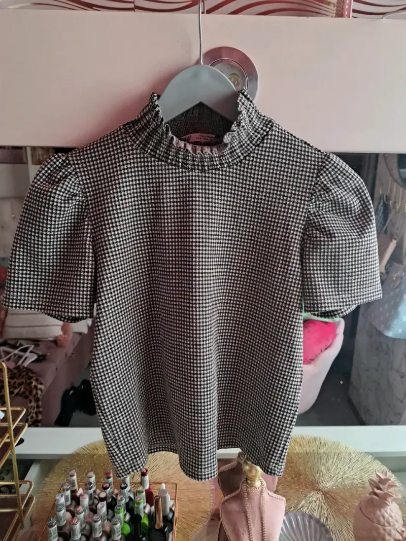 Blusa Zara cuadros blanco y negro talla s/m - 3