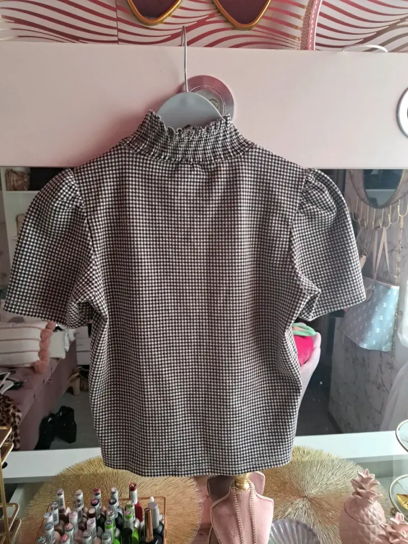 Blusa Zara cuadros blanco y negro talla s/m - 4