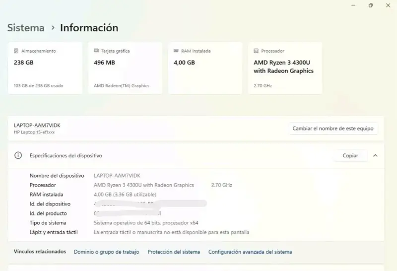 Laptop HP Ryzen 3 usada - 1