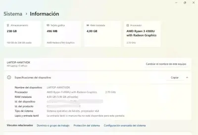 Laptop HP Ryzen 3 usada - miniatura 1