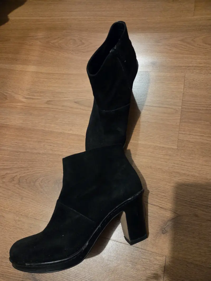 Botines de cuero negros taco medio - 1