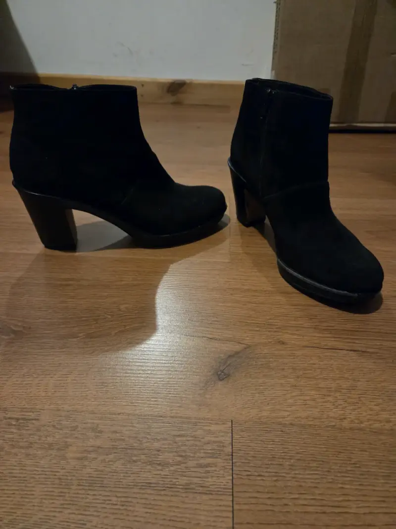 Botines de cuero negros taco medio - 2