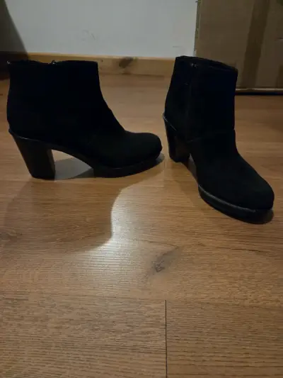 Botines de cuero negros taco medio - miniatura 2