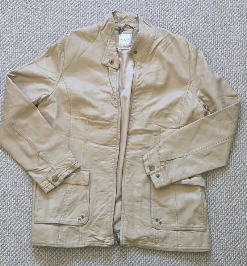 Chaqueta de cuero beige - 1