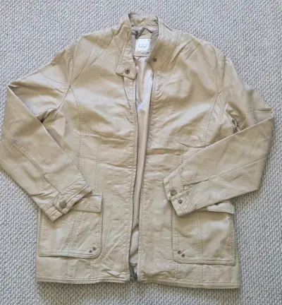 Chaqueta de cuero beige - miniatura 1