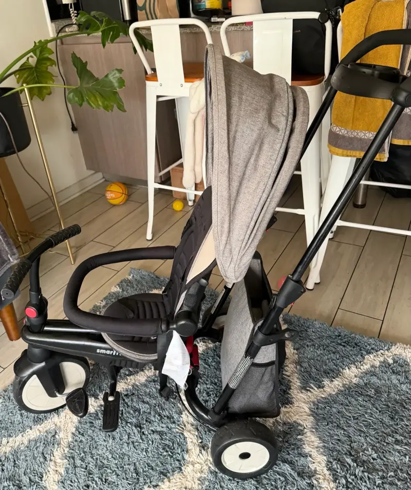 Triciclo convertible gris para niños - 1