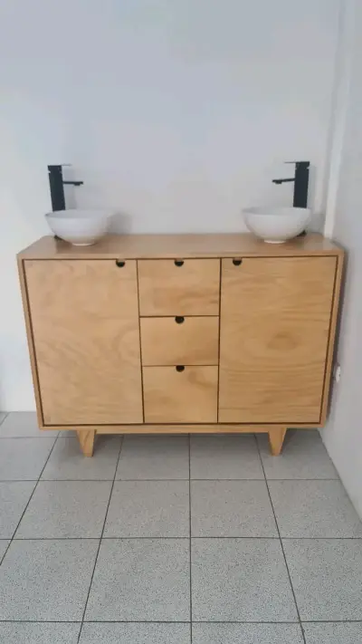 Vanitorio de madera doble madera de pino - miniatura 1