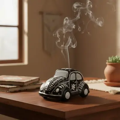 Portador  de incienso auto ceramica mex decorativo - miniatura 1