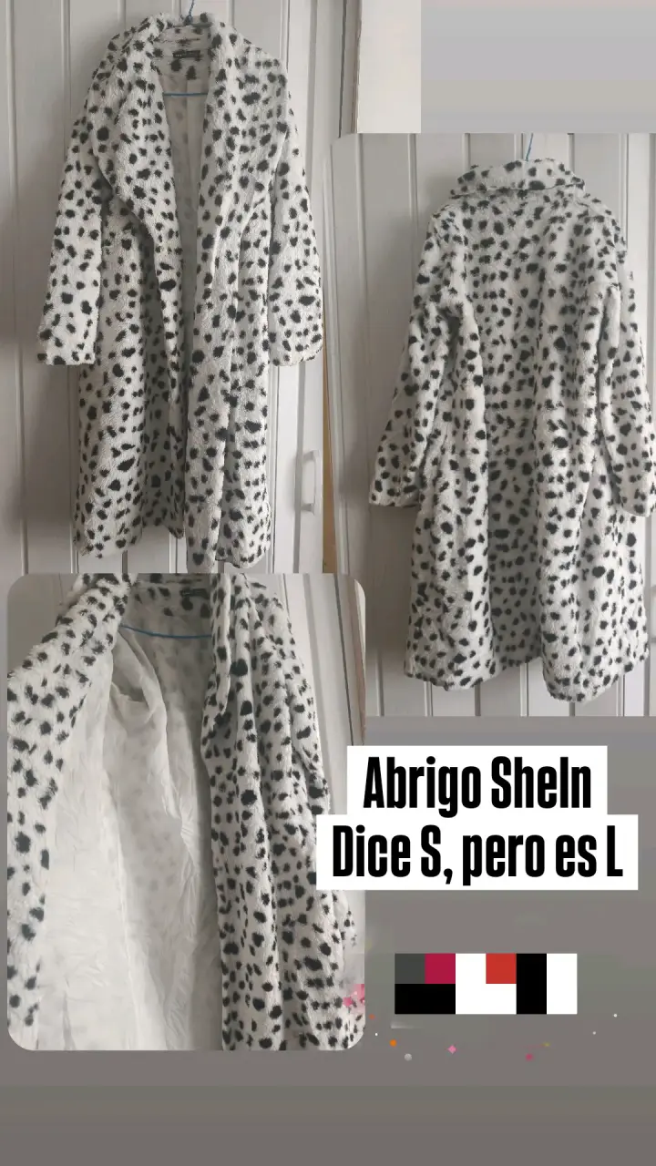 Abrigo de piel sintética blanco con negro