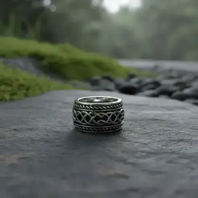 Anillo de acero diseño celta - miniatura 1