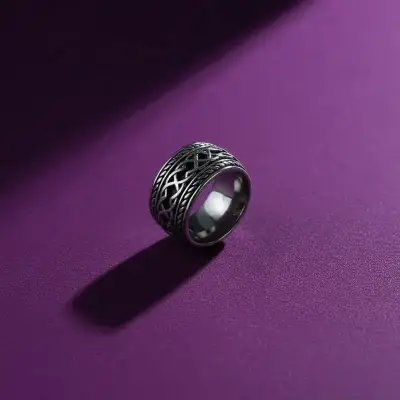 Anillo de acero diseño celta - miniatura 2