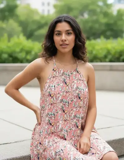 Vestido floral rosa Talla M - miniatura 3