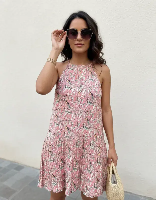 Vestido floral rosa Talla M - 4