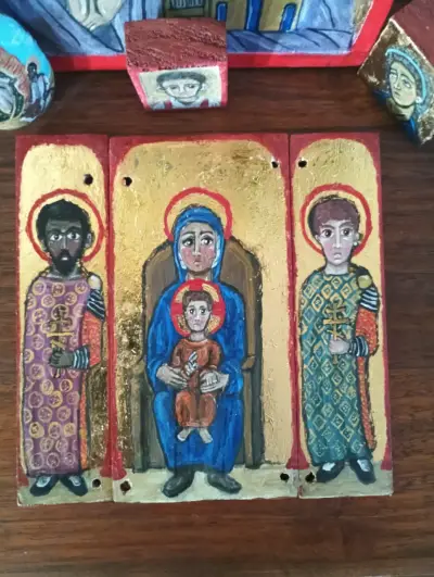 Tríptico icono religioso - miniatura 1