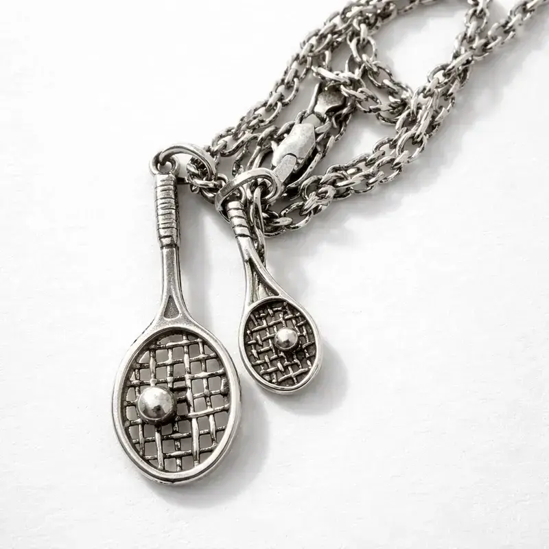 Cadena Plata con 2 medallas de raqueta - 3