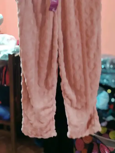 Pantalones de peluche beige y gris - miniatura 2