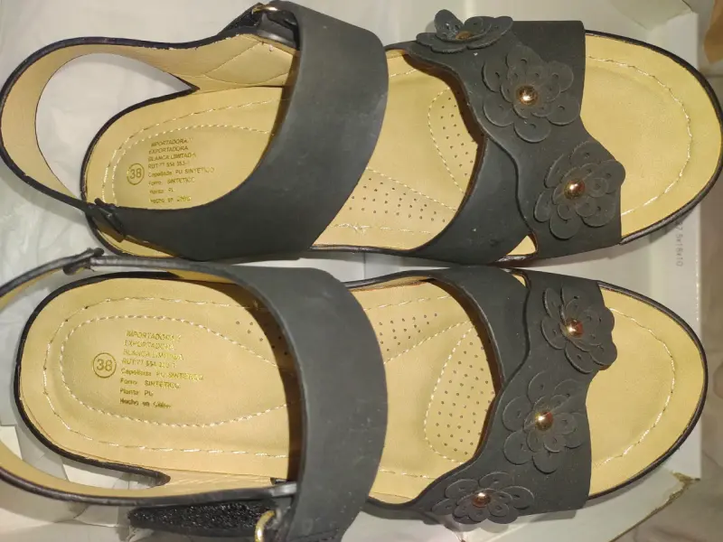 Sandalias negras con flores talla 38 - 3