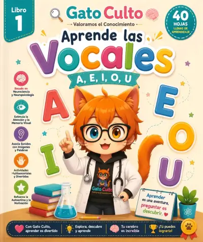 Libro educativo Aprende las Vocales con Gato Culto - miniatura 1