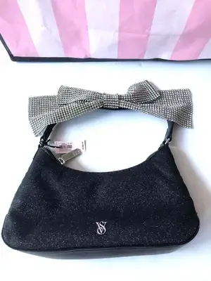Cartera negra Victoria Secret con asas brillantes - 2