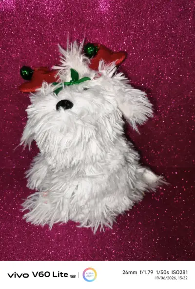Peluche perrito navideño blanco - miniatura 1