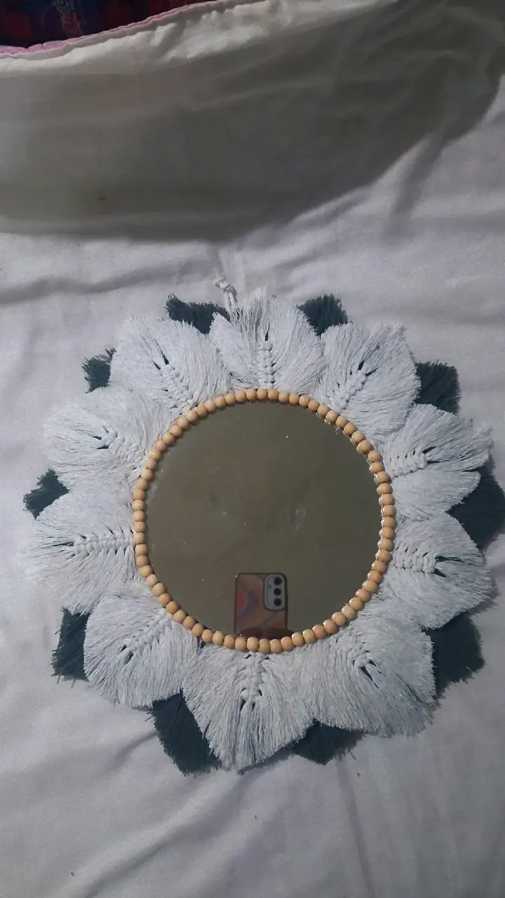 Atrapasueños de macramé blanco y verde - 2