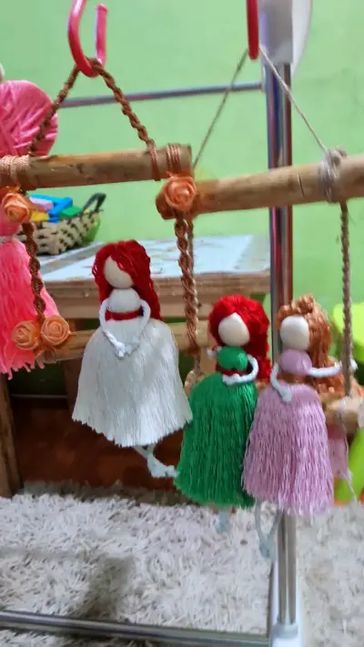 Atrapasueños de macramé blanco y verde - miniatura 5