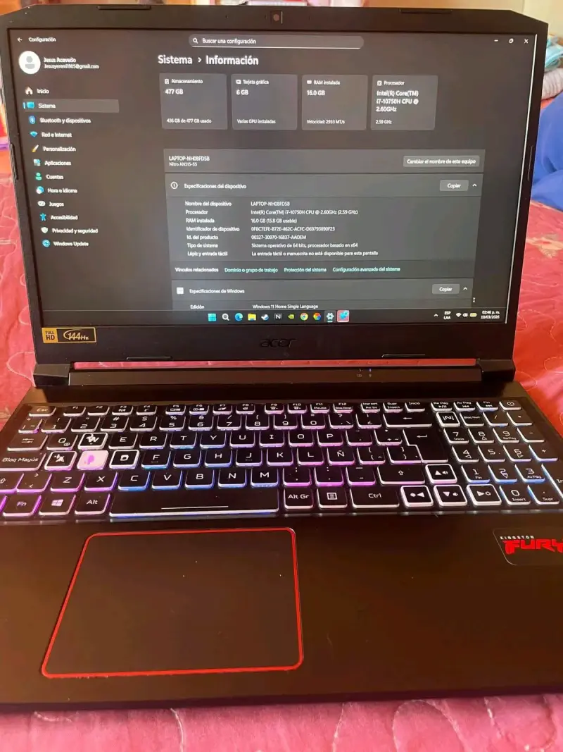 Notebook gamer Acer nitro 5