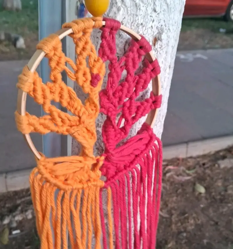 Colgante macramé búho blanco - 2