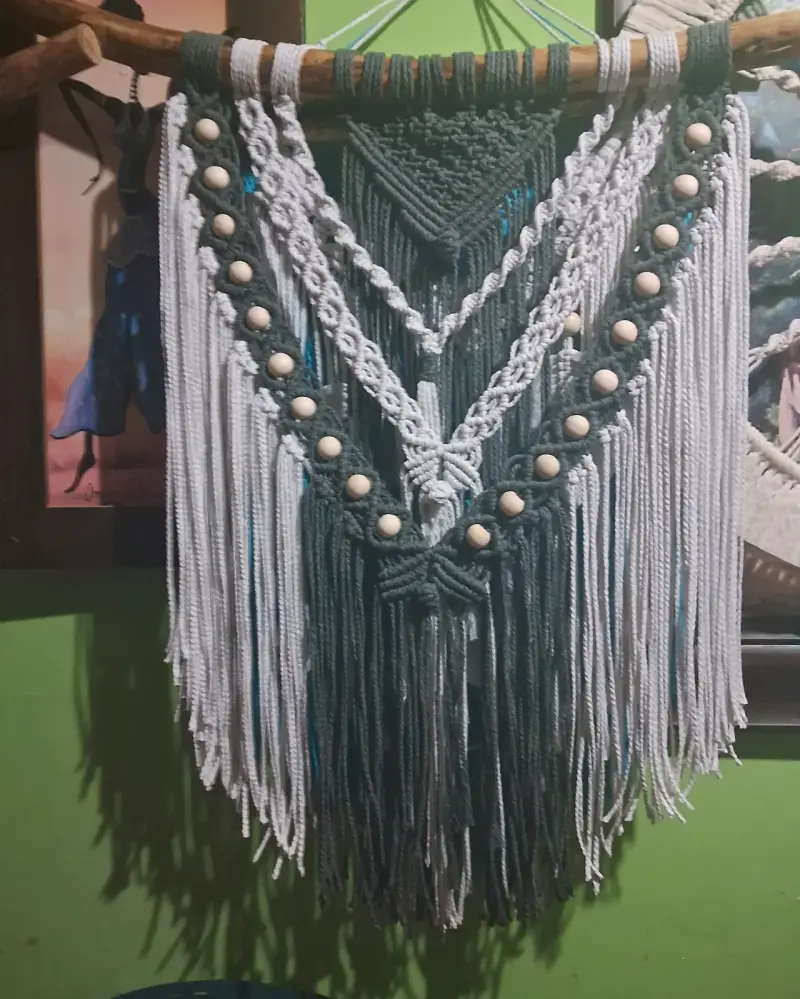 Colgante macramé búho blanco - 3