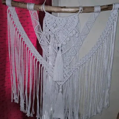 Colgante macramé búho blanco - miniatura 4