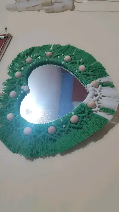Colgante macramé búho blanco - miniatura 5
