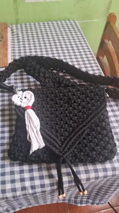 Colgante macramé búho blanco - miniatura 6
