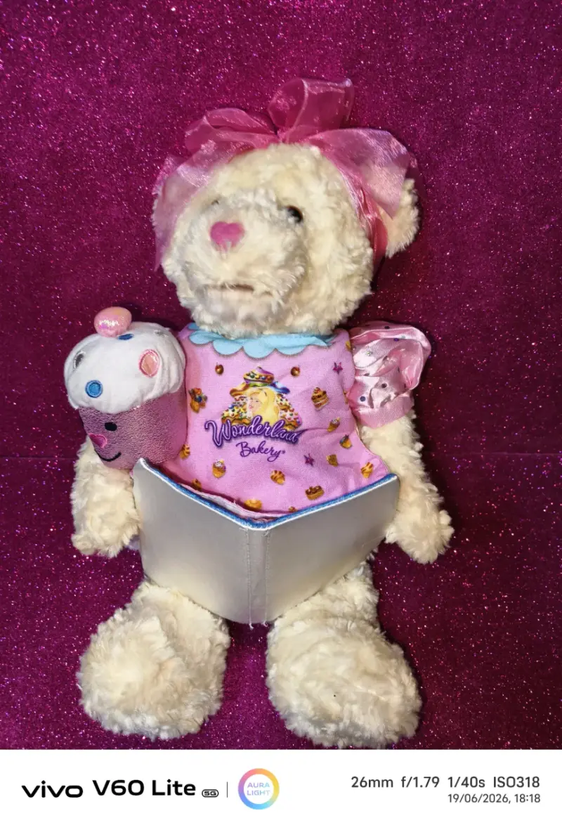 Osito de peluche con lazo rosa - 2