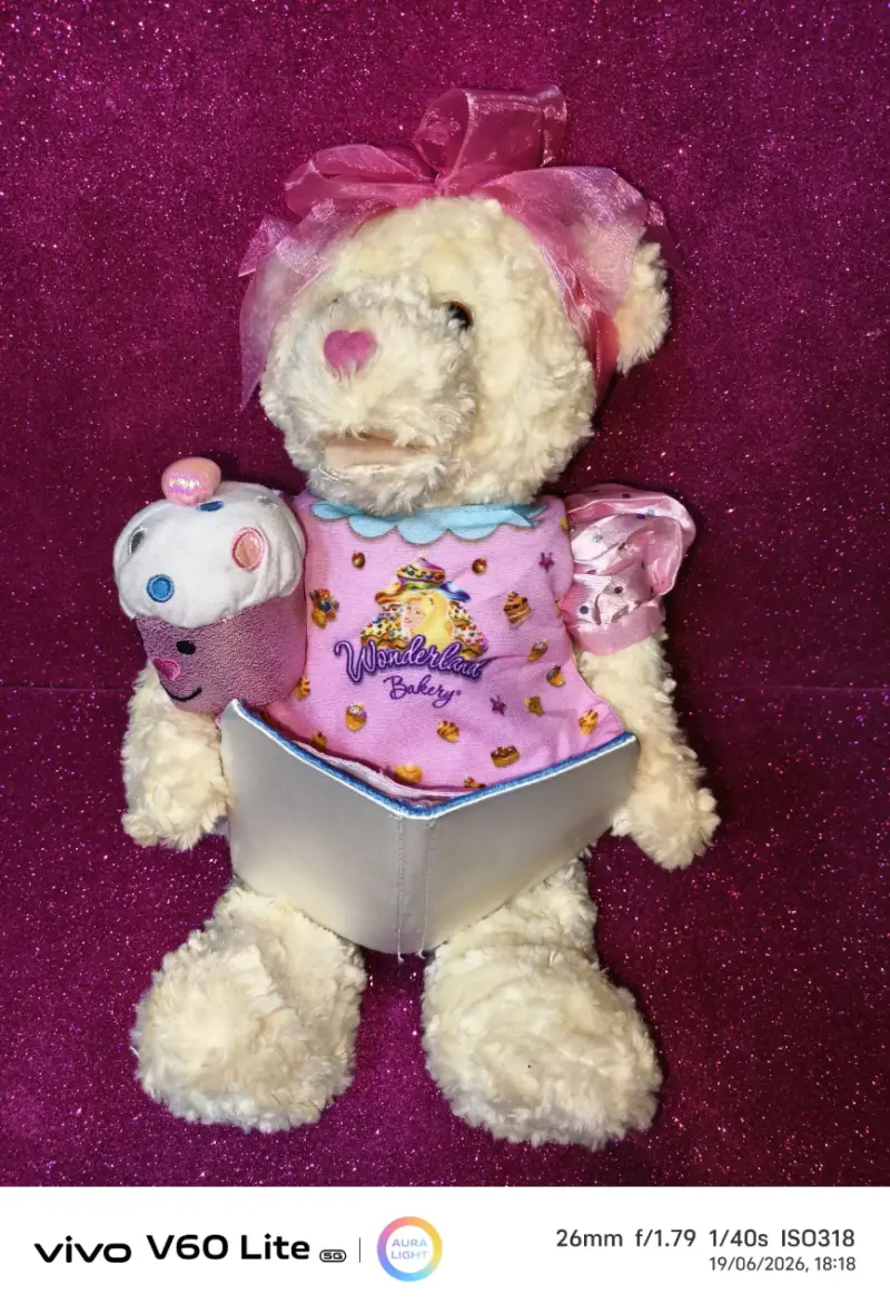 Osito de peluche con lazo rosa - 3