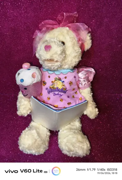 Osito de peluche con lazo rosa - miniatura 3