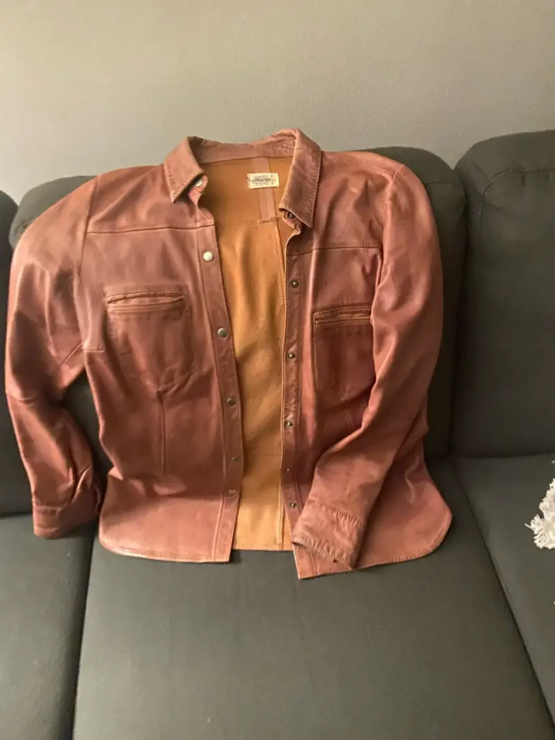 Camisa de cuero rosa Umbrale talla M con broches - 2