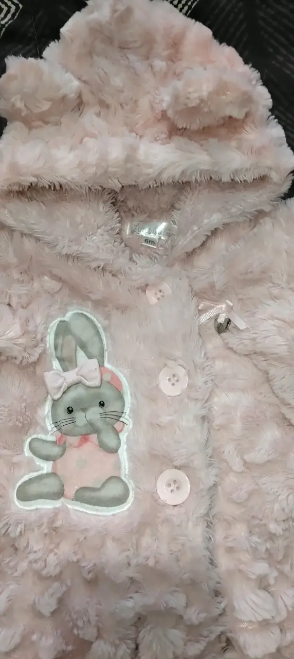 Abrigo rosado para bebé con capucha - 2