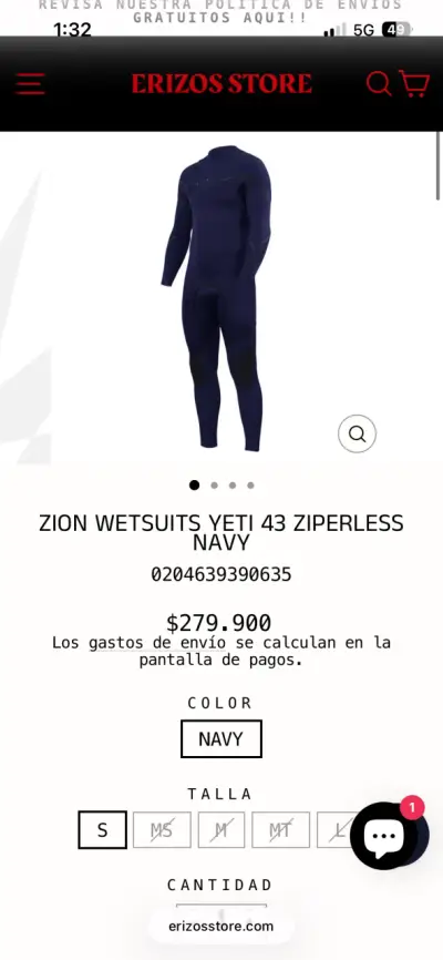 Traje de surf zion 4/3 talla mt - miniatura 3