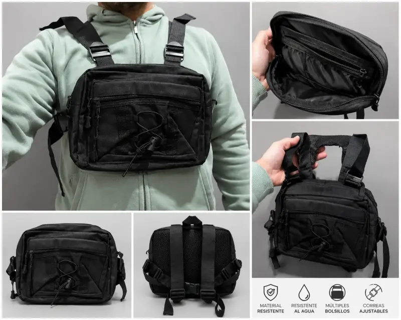 Bolso táctico negro ajustable - 1