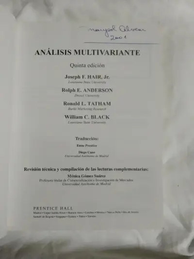 Libro Análisis Multivariante De Prentice Hall - miniatura 3