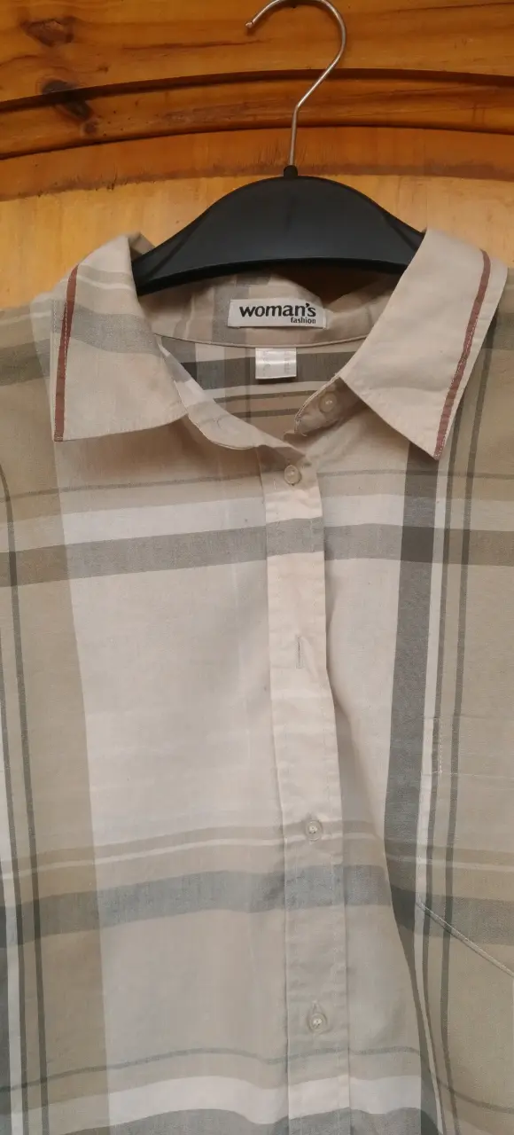 Camisa de cuadros beige - 2