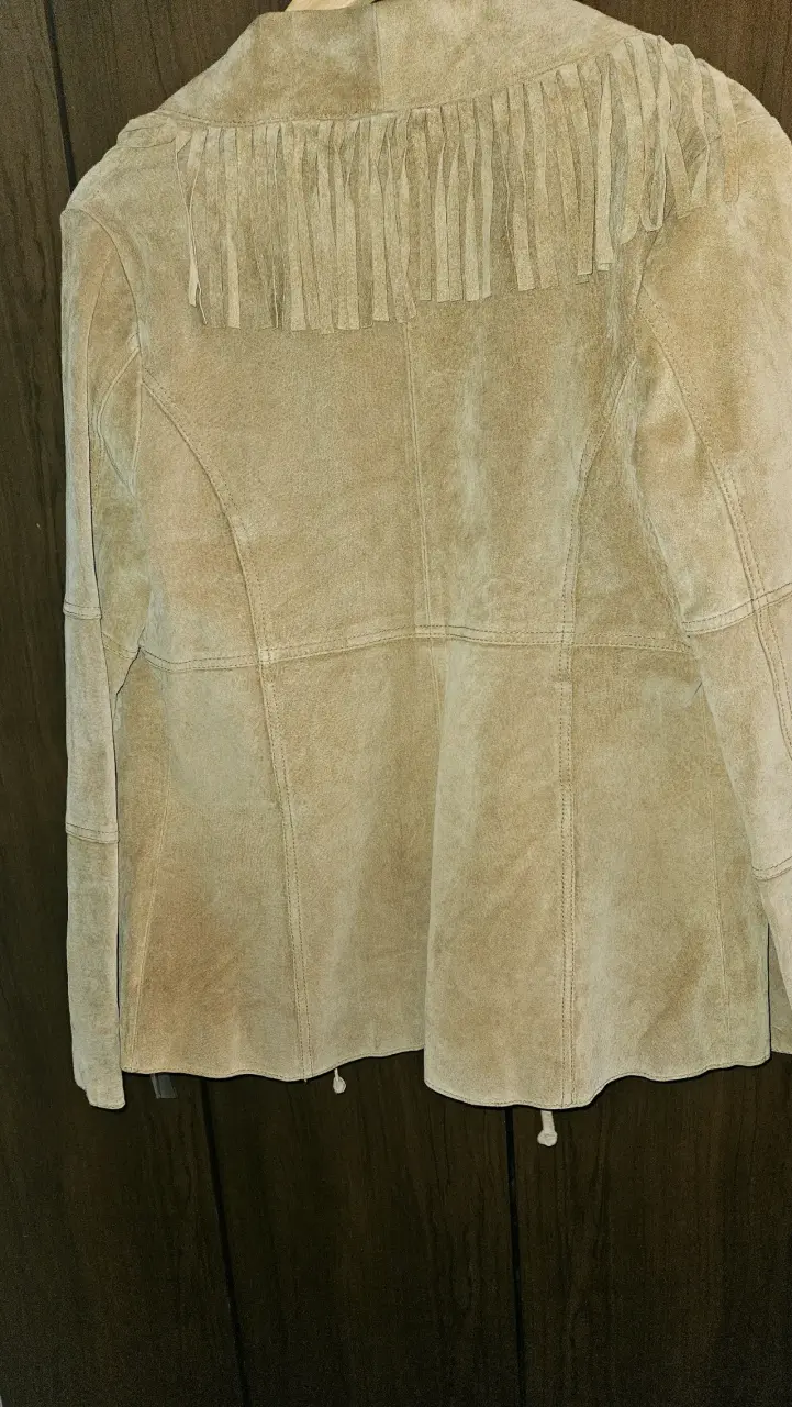 Chaqueta de gamuza con flecos beige - 3