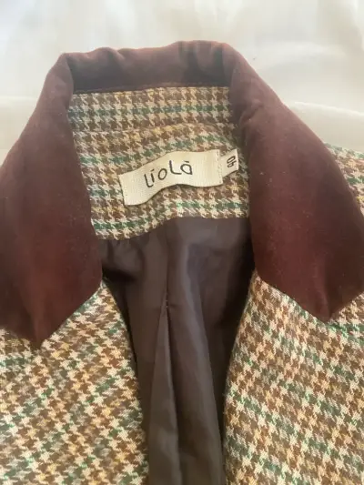 Chaqueta de lana a cuadros marrón - miniatura 2