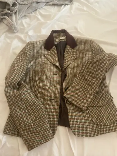 Chaqueta de lana a cuadros marrón - miniatura 6