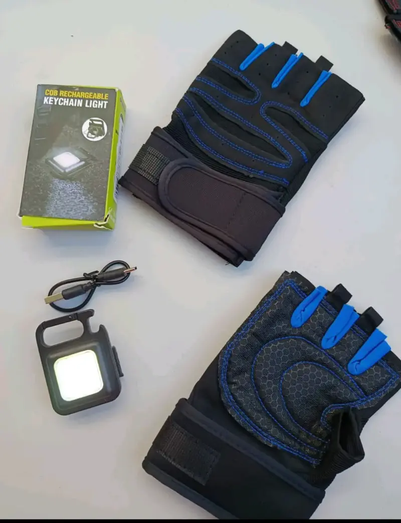 Guantes deportivos y luz USB recargable
