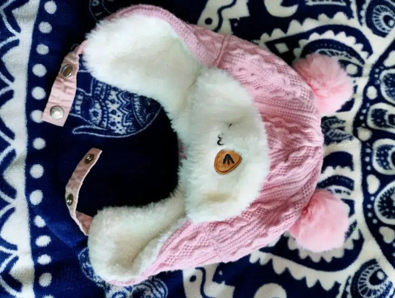 Gorro infantil rosa con orejas