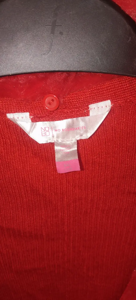 Cardigan rojo con cuello de felpa - 2