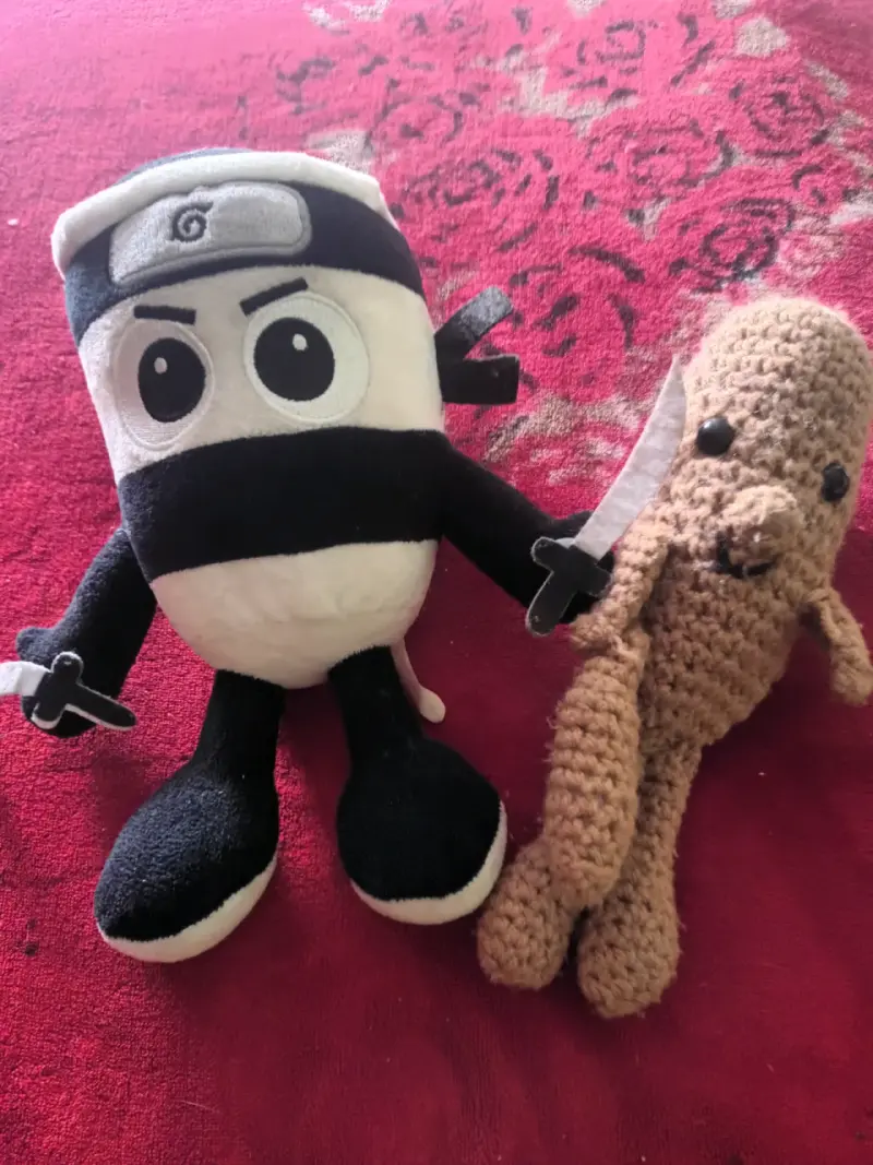 Peluches ninja y tejido