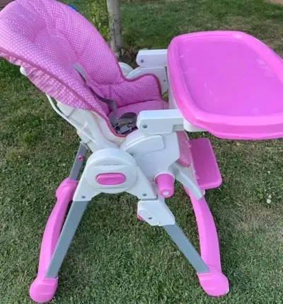 Silla de comer rosada para bebés - miniatura 1